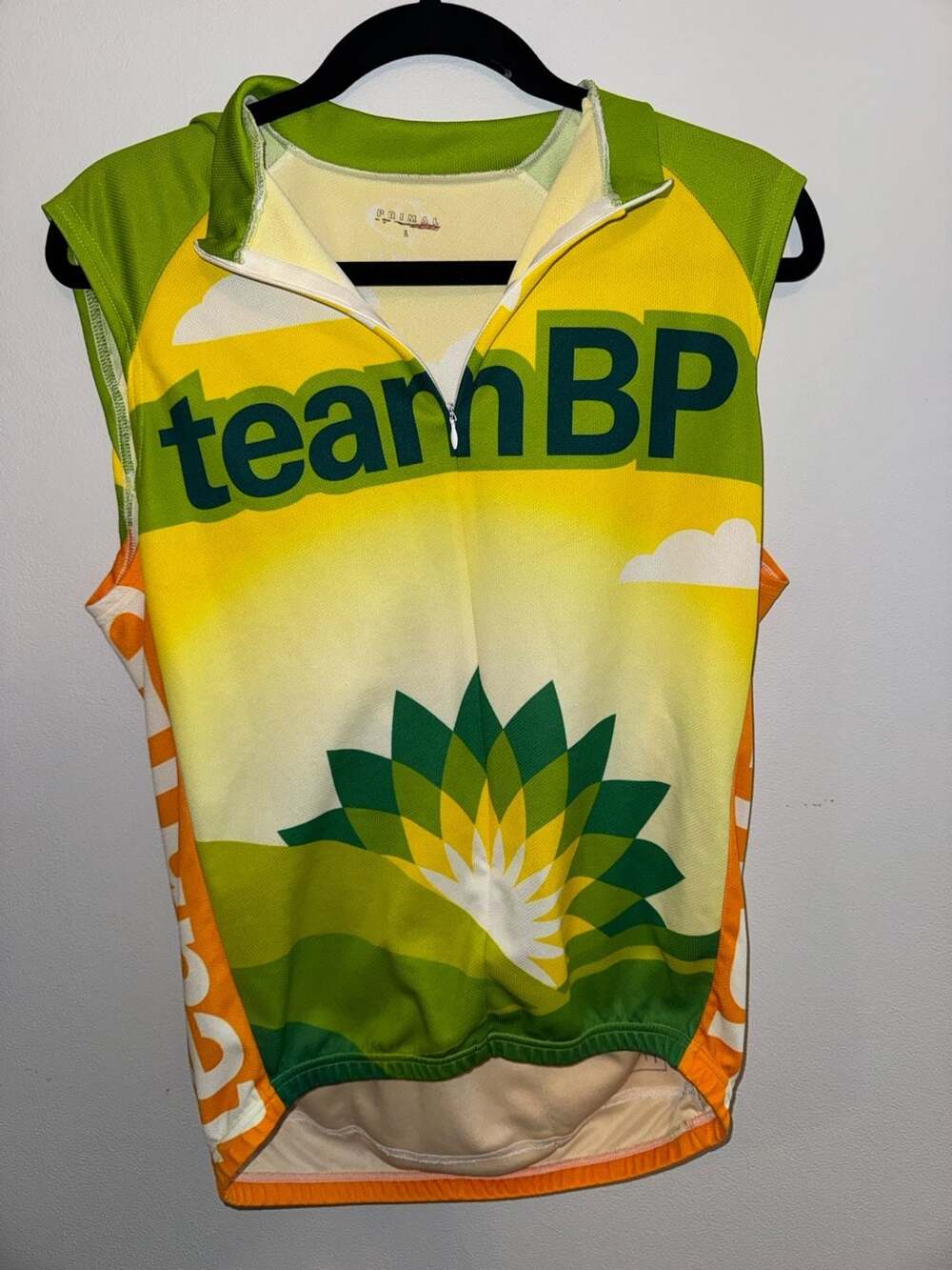 Primal Cycling Jersey Size L BP MS150 Team BP Yellow Green